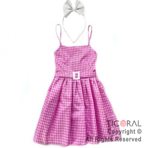 DISFRAZ BARBIE VESTIDO CUADRILLE CON MOÑO TALLE 3 CR x 1
